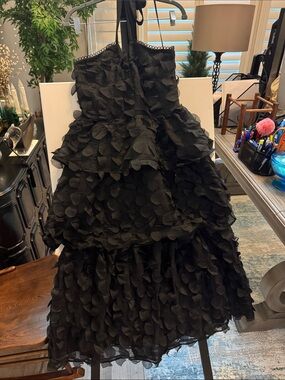 Arose Studio Women’s Black Ruffle 3 Tiered Party Dress